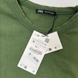 NWT Zara Men's | Garment Dyed T-Shirt | Medium Green